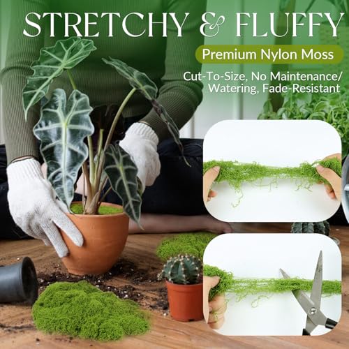 5.3OZ Artificial Faux Moss Fake Green Moss for Crafts Plants Indoor Fairy Garden DIY Decorative Walls Glass Containers Model Making Home (Light Green) - color: Light Green