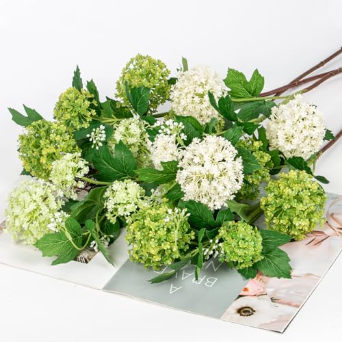 Faux Hydrangea Flowers 31" Light Green Artificial Hydrangea Spray with 5 Flower Heads, 3 Per Bag.Faux Hydrangeas Plastic Flowers Fake Hydrangeas for Indoor Outdoor Wedding Table Centerpieces Decor - color: Light Green #98