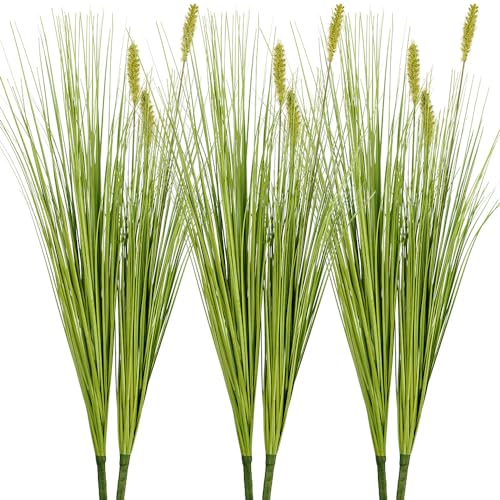 Melorca&Guilla Artificial Plants 6PCS 27“ Fake Tall Onion Grass Faux Plant,Artificial Grass Greenery Shrubs Bushes for Garden Porch Window Box Shop Office Home Décor - color: Onion Grass+dog Tail