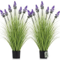 Jexine 2 Pieces 4 ft Artificial Tall Grass Plants Outdoor with Blue Cockscomb Flower Tall Artificial Grass Green Onions Plant Potted for Housewarming Gift House Garden Lobby Outdoor - color: Blue Cockscomb Flower