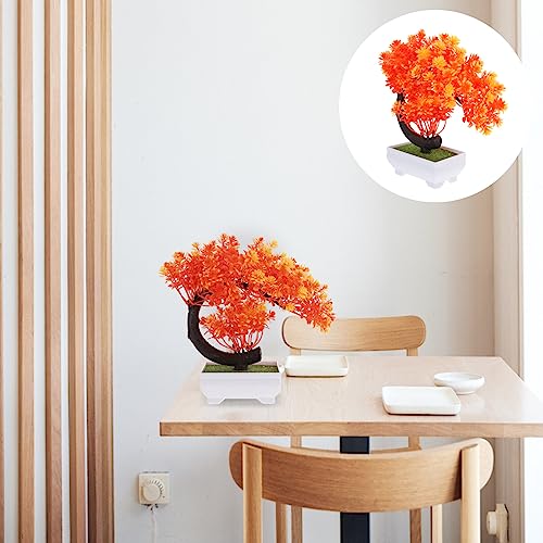 GANAZONO Realistic Fake Potted Plants for Home Decor Lifelike Bonsai Sculpture for Indoor Decoration for Housewarming and Table Centerpieces Sunset - color: Yanghong Red