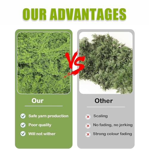 Fake Moss for Plants Indoor, 7OZ Value Pack - Artificial Grass for Crafts, Floral Arrangements & Potted Plants, Natural Moss Alternative for Terrariums (Dark Green+Light Green)