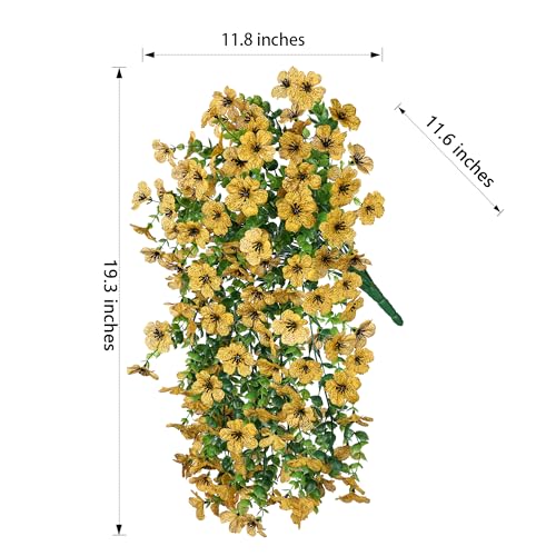 INSPRING Artificial Flowers Fall Faux Outdoor Outside Plants, 2 PCS Fake Silk UV Resistant Look Real Yellow Daisy Trailing Vines for Front Door Porch Planter Urn Patio Balcony Decoration - color: Yellow