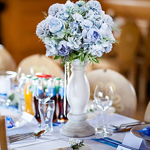 DDcafor 6 Pack Artificial Flowers, Fake Faux Peony Silk Hydrangea Plastic Carnations Daisy Realistic Flower Arrangements for Wedding Decoration Table Centerpieces, for Home Office Party Decor (Blue) - color: 6 Bundles Blue Fake Flower