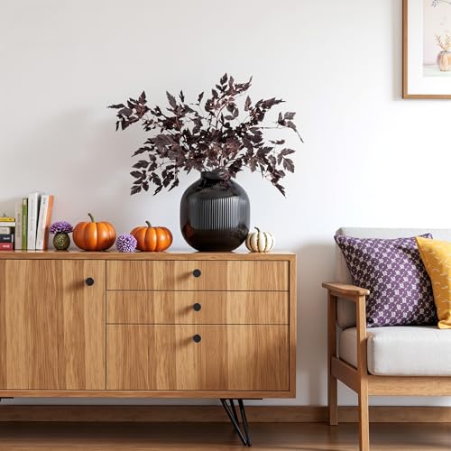 Ttranewsoo Artificial Cimicifuga Plant Leaf Fake Plants 4PCS Fall Stems for Vases 23.6In Fake Leaves Silk Plants for Fall Decorations for Home Dining Table, Wedding, Fireplace Decor No vase - color: 4pcs