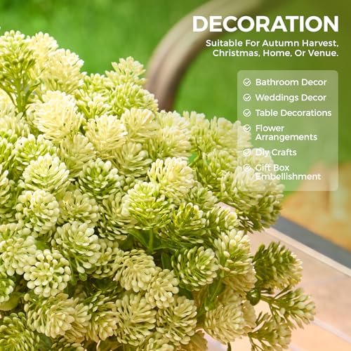 PONKING Imitating Alfalfa Flower Branches Artificial Stems 12 Bundles Greenery Fake Plants for Home Office Flowers Bouquet Centerpiece Wedding Decoration, Christmas Decor, DIY Gift Box Embellishment - color: A Green Imitating Alfalfa Flower Branches 12pcs