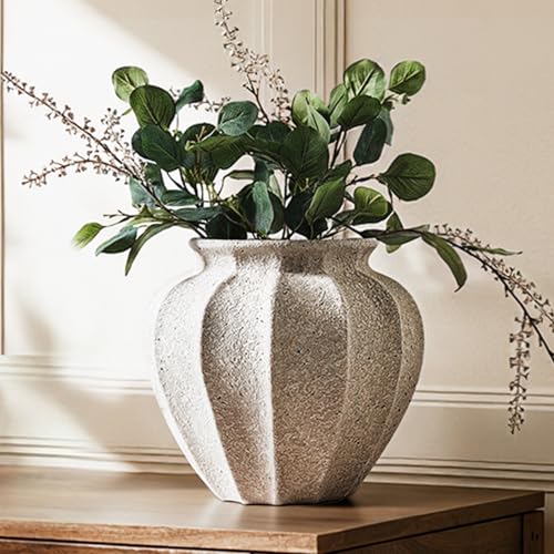 LE TAUCI 11.3" Ceramic Vase, Artisan Large White Ceramic Vase for Modern Farmhouse Home Decor, Substantial & Stable Flower Vase, Living Room & Dining Room Table Centerpiece, Weathered White - color: Weathered White, size: 11.3 inch