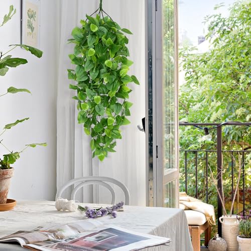 Waipfaru Fake Hanging Plants, 8pcs Artificial Hanging Plant, Faux Ivy Pothos Vines Greenery for Wall Home Bedroom Living Room Aesthetic Kitchen Office Aesthetic Kitchen Indoor Outdoor Decor - color: Epipremnum Aureum, size: 8Pcs Plants