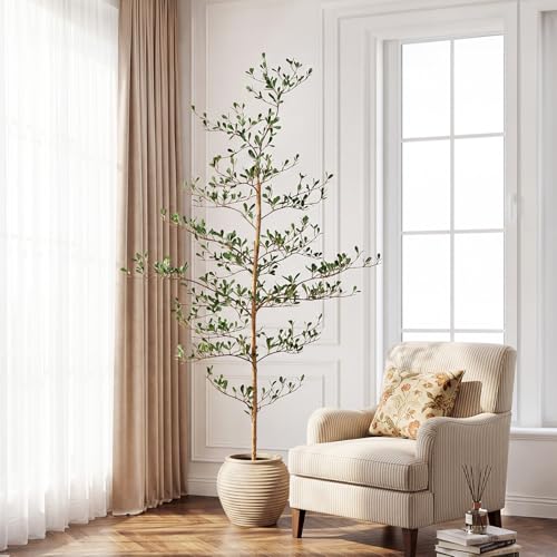 Verinatural Artificial Black Olive Tree 6ft - Shady Lady Real Wood Trunk Faux Olive Trees Indoor Outdoor Decor - Modern Aesthetic Tall Fake Plants with Pot for Home Living Room Patio Floor - size: 6ft