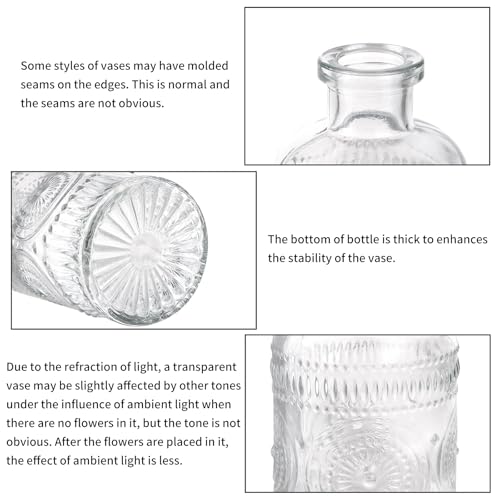 Fixwal Set of 5 Bud Vases, Small Vase for Flowers, Glass Vase for Home Decor, Wedding Decorations, Clear Flower Vases for Centerpieces, Vintage Vase for Home Decor - color: Clear, size: 5pcs