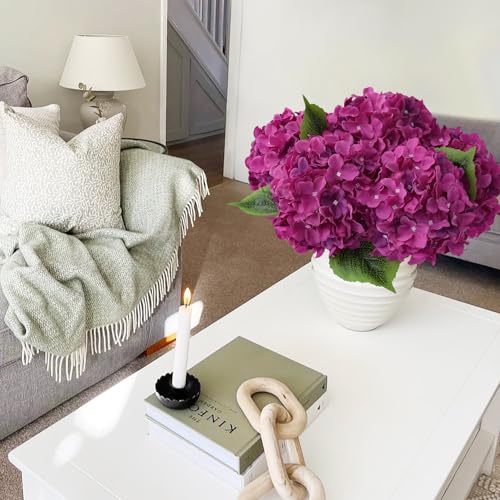 JINWOE Dark Purple Flowers for Decoration,5Pcs 20Inch Large Lifelike Silk Flowers for Indoor Bouquet Table Centerpieces Floral Arrangements Home Wedding Home - color: Dark Purple