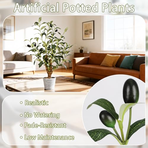 TOARTi Artificial Small Olive Tree Potted Plant with Stone Pot, 11.8" Tall Japanese Bonsai Tree Faux Plants Desk Plant, Realistic Greenery Decor for for Home Bedroom Bathroom Office Desk - color: Olive-single Stem 11.8''