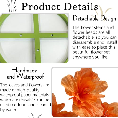 Giant Artificial Paper Flowers Decorations, Huge Realistic Faux Flower Large Wedding Reception Backdrop Home Office Indoor Outdoor Event Party Banquet Background Decor Photographic Props, Orange - color: Champagne