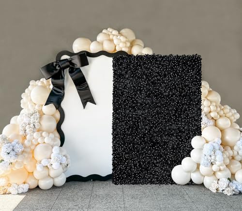 Black Flower Backdrop Artificial Flower Wall Mat 7x4.6ft 3D Silk Hydrangea Floral Wall Panels Decor for Halloween Birthday Wedding Party Event Celebrations Background - color: Black, size: 7ftx4.6ft