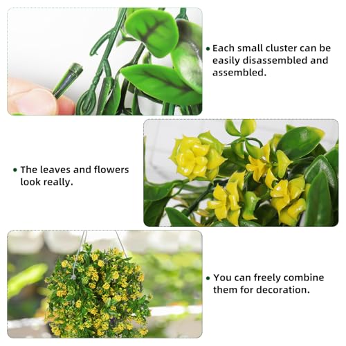 RECUTMS 2Pcs Artificial Hanging Flowers for Outdoor Decoration Fake Hanging Plants Faux Yellow Flowers Artificial UV Resistant Plastic Greenery Vines Ivy for Outdoor Indoor Garden Party Decor（Yellow） - color: Yellow-rose