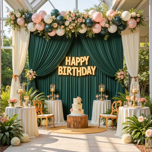 10ftx12ft Hunter Green Backdrop Curtains for Parties, Wrinkle Free Polyester Hunter Green Photo Backdrop Drapes 2 Panels 12 ft Long Back Drop Cloth for Wedding Birthday Photography Background Party - color: Hunter Green, size: 5ft(W)x12ft(H)_2 Panels