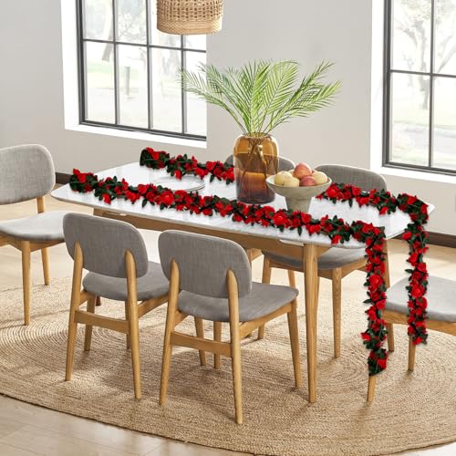 8Pcs 63Ft Red Rose Garland, Fake Flower Vines, Artificial Vine Flowers, Rose Hanging Garland for Party Wedding, Garden, Room Table, Christmas, Backdrop Wall Arch Decor - color: Red, size: 8Pcs-63Ft