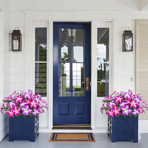 Artificial Flowers for Outdoors, 4 Pcs Realistic Fake Flowers Petunias UV Resistant Silk Morning Glory Faux Plants for Outdoor Planters Balcony Yard Window Box Porch Garden Home Outside Decor - color: Fuchsia