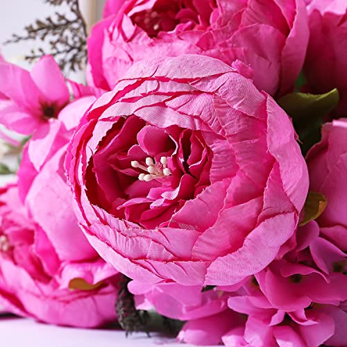 Duovlo Springs Flowers Artificial Silk Peony Bouquets Wedding Home Decoration,Pack of 1 (Spring Peach Pink) - color: Spring Peach Pink