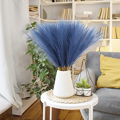 obbsie 50pcs Faux Pampas Grass, 21.6" Short Artificial Pampas Grass Floral Branches Vase Filler Flower Arrangement for Home Wedding Boho Decor, Blue - color: Blue, size: 50 PCS