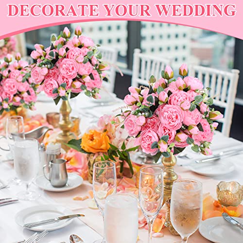 Yunsailing 8 Pack Artificial Peony Flowers Faux Silk Hydrangea Bouquet Wedding Home Table Decor Reusable Bouquet of Rose Flower for Birthday Wedding(Light Pink) - color: Light Pink, style: Peony
