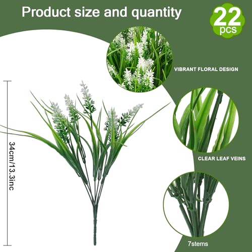 Rowfad 22 Pcs Artificial Outdoor Flowers Fake Outdoor Plants Monkey Grass with Red Flowers for Pot Decor for Window Garden Patio Hanging Planter Pathway Front Porch (22, White) - color: White