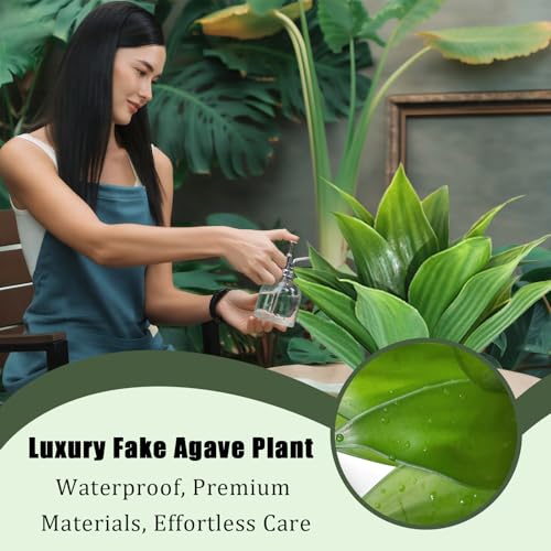 Artificial Agave Plants, Realistic UV Resistant Fake Aesthetic Plants for Outdoor Indoor, Home Decor for Garden, Porch, Doorway, Patio (2PCS, Green, Small) - color: Green, size: Small