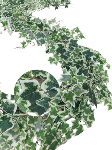 ucky Ivy Vines 71 Inch 4 Pcs Artificial Plant Silk Fake for Wall Hanging Decor Greenery Ceiling Decor Home Decor Outdoor Decor Wedding Decoration Vines Aesthetic Room Decor （White） - color: Green and White