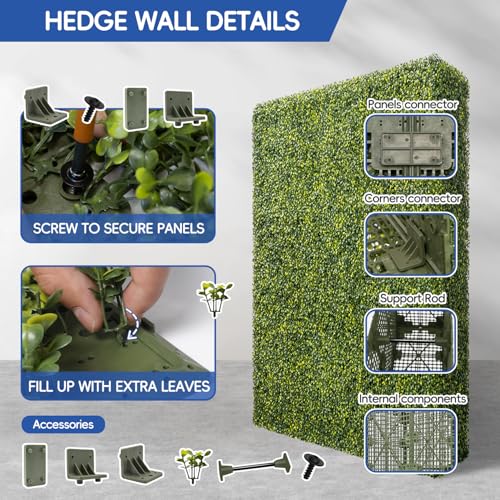 Bynbbur Artificial Hedge Wall 18" Lx18 Hx18 W Boxwood Hedges Outdoor Patio Greenery Walls, Fake Grass Privacy Wall Screens, Office Living Room Divider, Wedding Party Décor - color: Green, size: 18"Lx18"Hx18"W