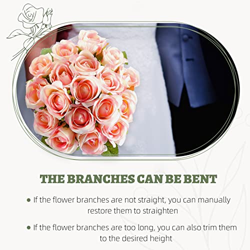 ZMZQ&flw 36 Roses Artificial Flowers with Single Stem, 2 Bouquet Silk Flesh Pink Roses Faux Fake Flowers for Outdoor Bridal Wedding - color: Flesh Pink 36pcs