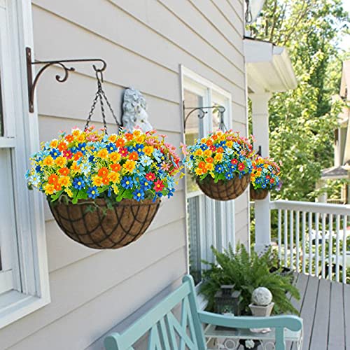 Uieke 6PCS Artificial Flowers for Outdoors UV Resistant Fake Daisy Mums Flowers Outdoor No Fade Greenery Shrubs for Indoor Outside Home Wedding Office Garden Porch Spring Décor - color: Assorted, size: 6
