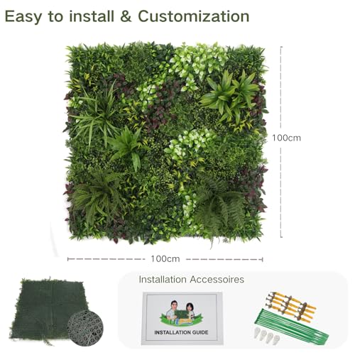 ULAND Artificial Plant Wall Panels, 1pc 40"x40" Greenery Grass Wall Backdrop Decoration, Faux Ivy Leaves Outdoor Privacy Fence Covering (B083) - color: B083