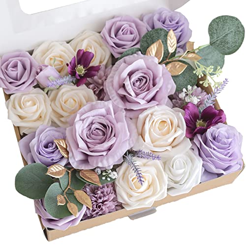 Lookein Artificial Flowers for DIY Wedding Decoration Bridal Bouquet Table Centerpieces Flower Garland Wreaths Aisle Arch Flower Decoration Home Decor, Romantic Lavender - color: Fragrant Lavender