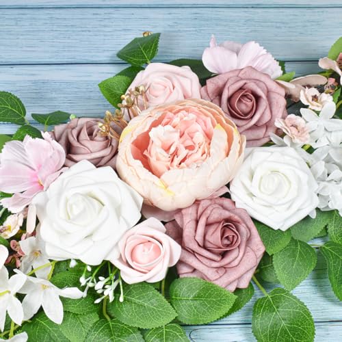 Pink Arch Flowers for Wedding, Artificial Arch Wedding Flowers Set of 2, Artificial Floral Swags for Bridal Shower Decoration, Baby Shower, Photo Backdrop Decor, Wedding Decoration (Pink) - color: Pink