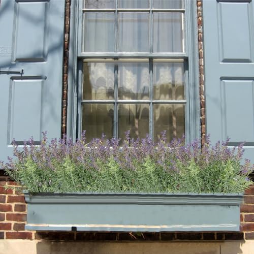 Coreland 24PCS Lifelike Artificial Lavender Flowers, Fake Lavender Plants Shrubs for Wedding Bouquets, Realistic Faux Flowers UV Resistant for Indoor Outdoor Home & Garden Greenery Decor - color: Purple-24pcs