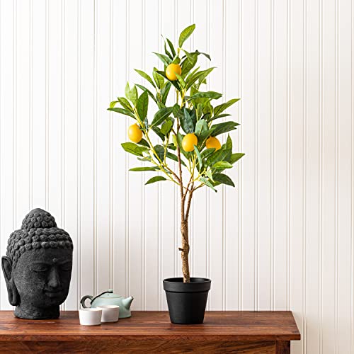 Vickerman Everyday 28" Artificial Potted Lemon Tree - Lifelike Home Or Office Decor - Premium Faux Potted Tree with Real Touch Leaves - Maintenance Free - color: Green, size: 2ft 4in