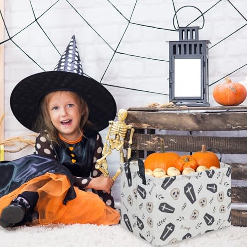 Halloween goth thriller basket,Empty Halloween basket,Gothic home decor,Trick or Treat Basket for Boys and Girls,Waterproof collapsible storage box(Gothic) - color: Gothic