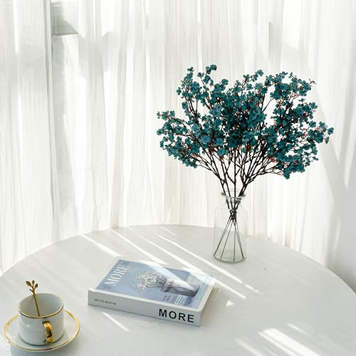 ONLY ART Teal Silk Baby’s Breath Flowers – 6 Bundles, 18.7" Faux Florals with Flexible Stems for New Year and Valentine's Day Elegant Home, Wedding & Event Décor - color: Teal