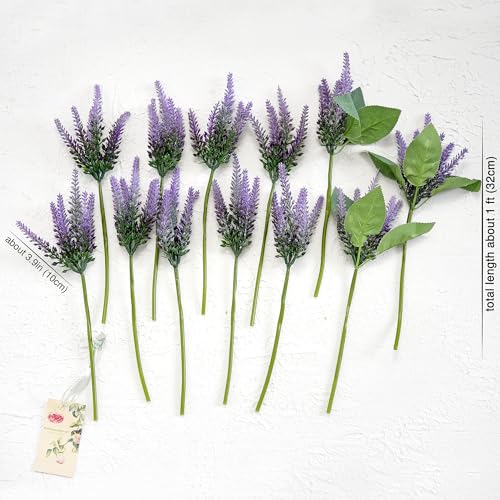 FiveSeasonStuff Dark Purple Lavender Artificial Flowers 14.6 inches 10 Stems - color: Dark Purple Lavender Bouquet