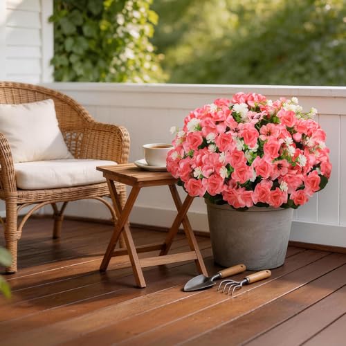 Olatay 12 Bundles Mixed Color Artificial Flowers for Outdoor, Artificial Geraniums Flowers for Outdoor, UV-Resistant Fake Geraniums for Porch, Balcony, Garden, Indoor Decoration (Pink) - color: Pink