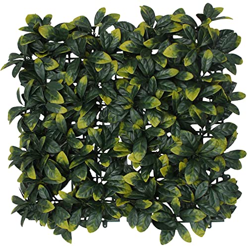 E&K 20" x 20" Artificial Plant Fence Panel Faux Leaves Grass Wall Privacy Screen Panel Decorative for Indoor Outdoor (Laurel, 6 Pcs) - color: Laurel - 01