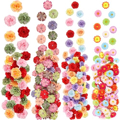 310Pcs Fake Flower Heads Mini Artificial Flower Bulk Silk Flowers for Decoration Small Faux Flower Heads Fabric Daisy Buds Floral for Crafts DIY Wedding Party Baby Shower Home Decor (Bright Colors) - color: Bright Colors