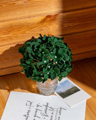 DuHouse 8.7" Silk Hydrangea Flower Heads with Stems Fake Hydrangeas Flowers for DIY Wedding Centerpiece Home Decor,Pack of 6(Dark Green) - color: Dark Green