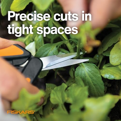 Fiskars 6" Pruning Scissors for Flower Stems, Herbs, Buds, and Small Plants, Garden Snips with Stainless Steel Blades, Gardening Trimmers with Comfortable Handle - style: Snips