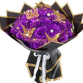Purple Glitter Roses Bouquet, 24 Pcs Shiny Glitter Flowers Bouquet, Everlasting DIY Artificial Roses Bouquet for Christmas, Birthday, Anniversary, Wedding, Engagement - color: Purple-a, size: 24 PCS