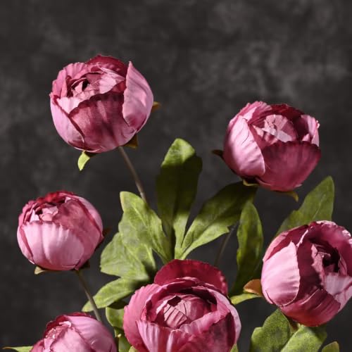 Waipfaru 6 Pcs Faux Peonies Artificial Flowers for Vase, 27"- Warm Pink | Fake Silk Peonies Flowers for Wedding, Vase Filler Flowers for DIY Bouquets Centerpieces Bridal Shower Office Decor - color: Warm Pink, size: 6Pcs