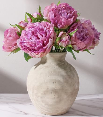 Ceramic Flower Vase Home Decor, 7.4 in Farmhouse Table Vases Rustic Vintage Living Room Kitchen Bedroom Decoration Pottery Decorative Vases for Flowers House Shelf Office Desk Dining Entryway, Retro - color: 7.4 in - Retro