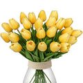 24 Pcs Yellow Tulips Artificial Flowers Real Touch Fake Tulips Fake Flowers for Mother's Day 13.5" Faux Tulips Faux Flowers Bulk Artificial Tulips Flowers for Vase Centerpieces Home Wedding Bouquet - color: 24pcs Gradient Yellow