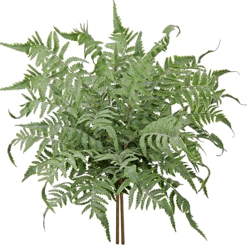 GnFlus Fake Plants Stem Artificial Boston Fern 19" Green Fake Greenery Branches 2 Pcs UV Resistant Faux Plant Bushes for Home Indoor Outdoor Garden Wedding Bouquet Table Decor - color: Greenery-4