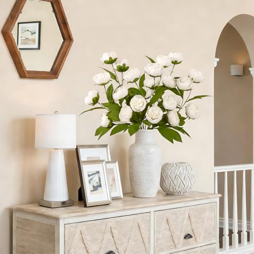 3Pcs Faux Peonies Artificial Flowers 27" White Peonies Faux Flowers for Vase Artificial Peony Flower Arrangement for Vase Filler DIY Bouquets Centerpieces Wedding Party Bridal Shower Decor - size: 3PCS